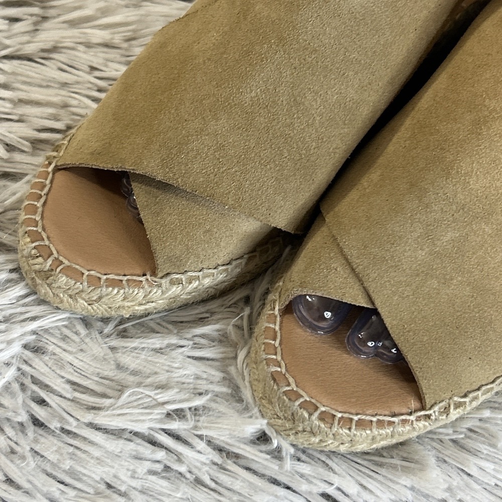 Anthropologie Maypol Womens 9.5 41‎ Espadrille Wedge Sandals Strappy Tan Suede - Picture 7 of 13